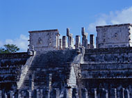 Comparison of Temple of the Warriors at Chichen Itza to the Burnt Palace at Tula.